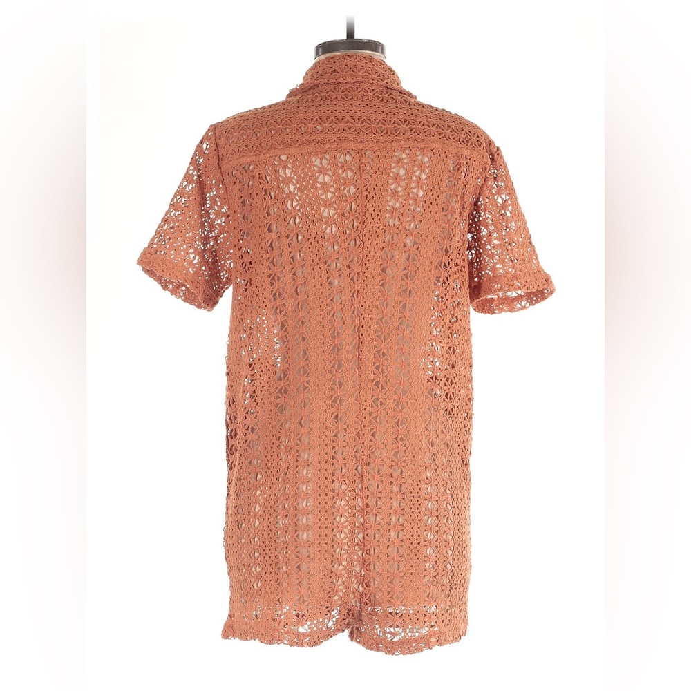 Olivaceous Sunshine Romper Orange Short Sleeve Crochet - Picture 7 of 7